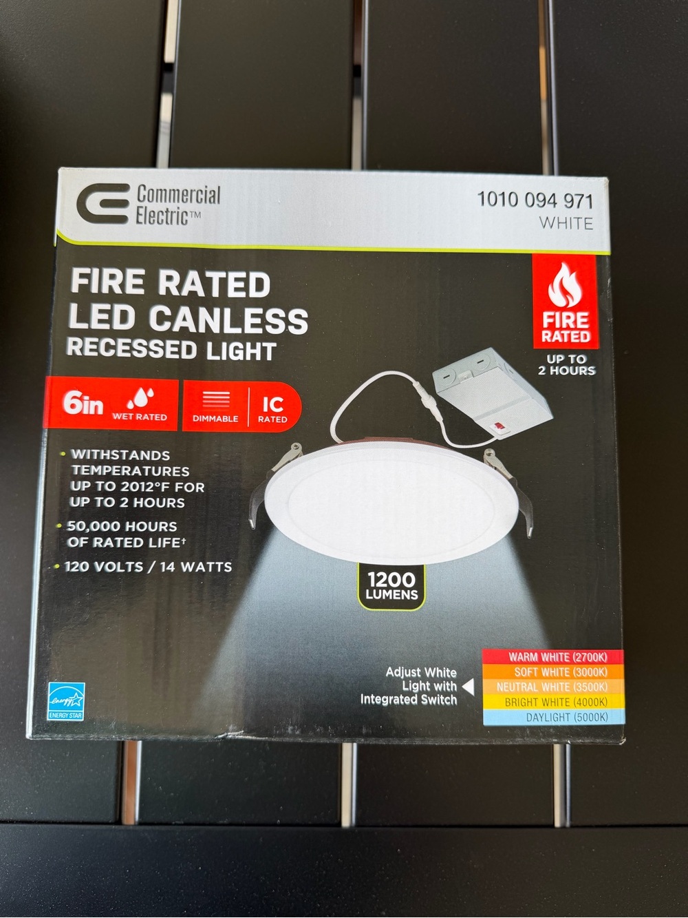 New Commercial Electric White Fire Rated LED Recessed Canless Light